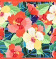 tropical colorful hibiscus pattern vector image