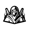 ninja logo white and black version vector image vector image