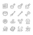 magic linear icons set witchcraft items occult vector image