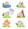 nature disaster mountain ice tsunami volcano lava vector image