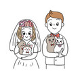 cartoon cute wedding and cats vector image