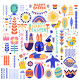 happy easter set in paper art style vector image