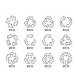 linear icons set arrows signs recycle symbols vector image