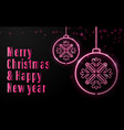 neon sign christmas balls and calligraphy vector image