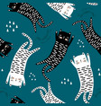 seamless pattern with different funny cats vector image vector image