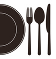 plate fork spoon and knife vector image vector image