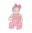 pretty newborn baby girl dressed in romper suit vector image