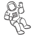 flying astronaut doodle hand drawn spaceman suit vector image