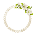 pearl circle like frame with cherry flowers vector image vector image