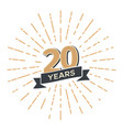 20 th anniversary retro emblem isolated vector image vector image