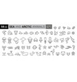 sea creatures line icon set set line icons vector image vector image