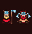 viking warrior retro logo with bearded vector image