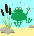 frog resting swamp reeds and midge vector image