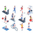 isometric sport people fitness gym and yoga vector image vector image