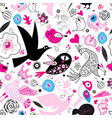 seamless multi-colored pattern of enamored birds vector image