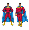 set of muscle superhero in cape vector image