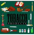 smoking tobacco products icons set with cigarettes vector image