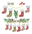 watercolor christmas garland of fir branches vector image