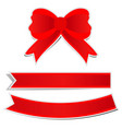 cute red bow on white background vector image vector image