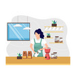 female barista making coffee vector image