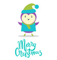 merry christmas greeting card small purple bird vector image vector image