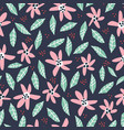 flowers and foliage hand drawn seamless pattern vector image vector image