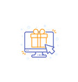 gift box on screen e-commerce line icon vector image