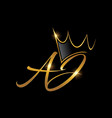 golden crown monogram logo initial aj vector image vector image