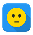 pensive yellow smile app icon with long shadow vector image vector image