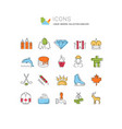 set flat line icons vancouver and canada vector image