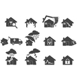 set of house disaster icon vector image