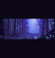 night forest landscape with trees and road vector image