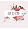vintage floral card with roses and wild flowers vector image