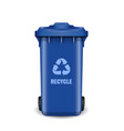 blue garbage can with waste recycling symbol vector image