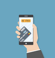 hand smartphone pay credit card vector image vector image