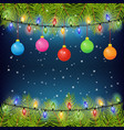 christmas background with fir tree branches color vector image