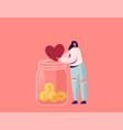 donation volunteers charity concept tiny female vector image vector image