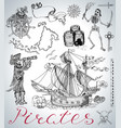 graphic set with pirates concept vector image