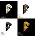 isometric set letter f black white gold palette vector image
