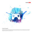 joystick icon - watercolor background vector image