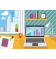 workplace with laptop and documents vector image