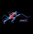 3d runner with neon light lines isolated vector image vector image