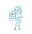 happy woman shows a document with inscription vector image