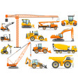 set of detailed heavy construction and mining vector image