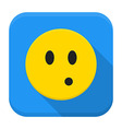 surprised yellow smile app icon with long shadow vector image vector image