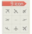 black airplane icon set vector image