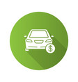 car with dollar sign flat design long shadow vector image