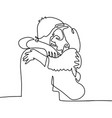 hugs after separation concept one line couple vector image