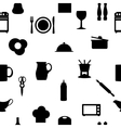 kitchen tools icons silhouette seamless pattern vector image