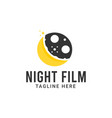 night film maker logo design film strip with moon vector image vector image